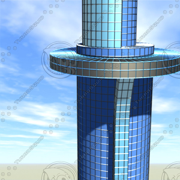 3d model modern skyscraper tower office building - Modern Blue Skyscraper Tower by fxivity