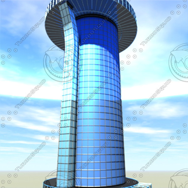3d model modern skyscraper tower office building - Modern Blue Skyscraper Tower by fxivity