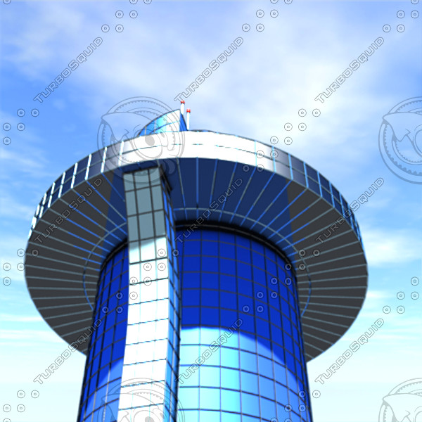 3d model modern skyscraper tower office building - Modern Blue Skyscraper Tower by fxivity