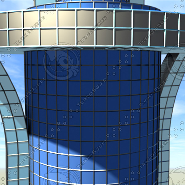 3d model modern skyscraper tower office building - Modern Blue Skyscraper Tower by fxivity
