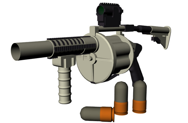 military m32 experimental grenade launcher 3d max - US Military M32 Experimental Grenade Launcher by Imagetek3D