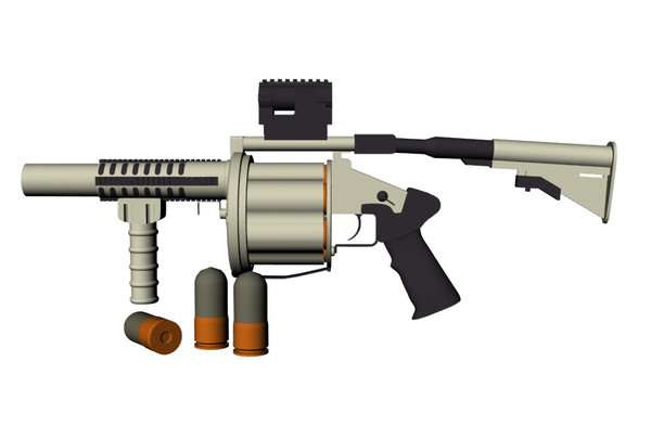 military m32 experimental grenade launcher 3d max - US Military M32 Experimental Grenade Launcher by Imagetek3D