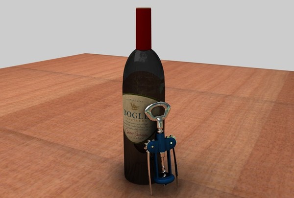 wine bottle opener 3d model - Wine Bottle and Opener by MattTrout