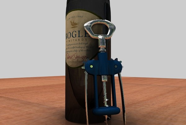 wine bottle opener 3d model - Wine Bottle and Opener by MattTrout