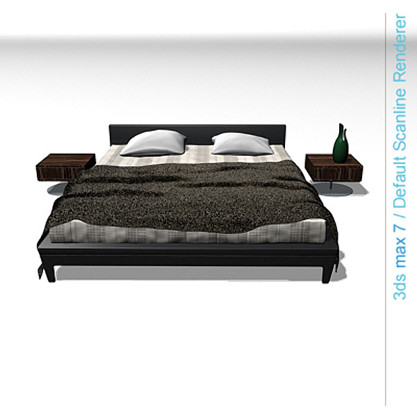 lightwave architectural - bed with bedside cabinet by lajhar