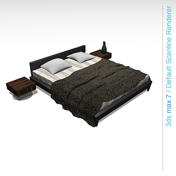 lightwave architectural - bed with bedside cabinet by lajhar