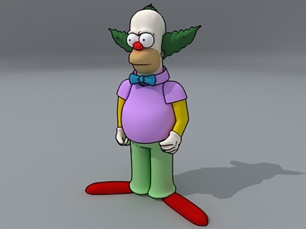 krusty clown 3d model - Krusty the clown by fabelar