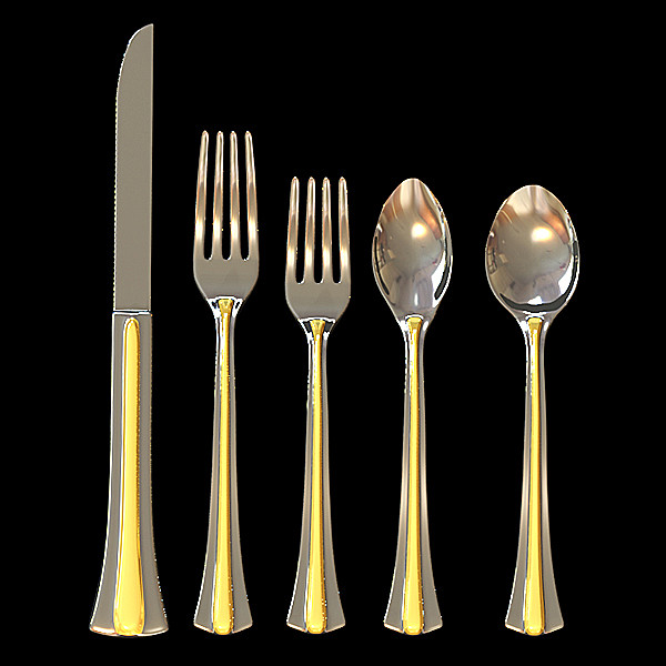 silverware silver 3d model - Silverware (5 pc.) by Hystoria