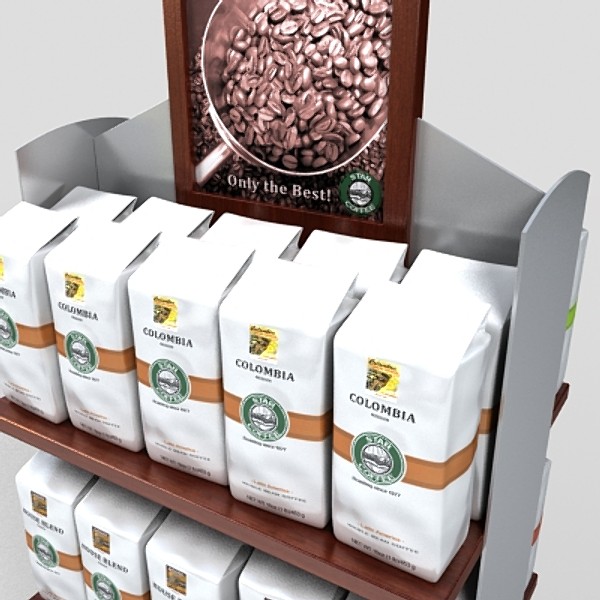 3d coffee bag display model - coffee bag display by monkeyodoom