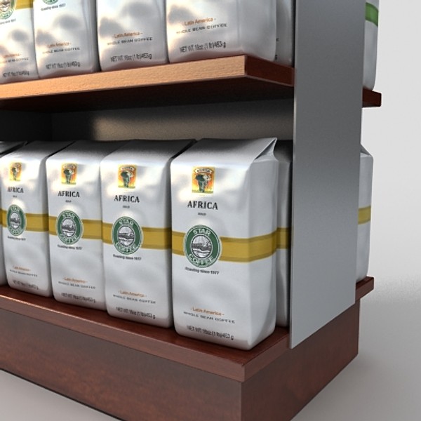 3d coffee bag display model - coffee bag display by monkeyodoom