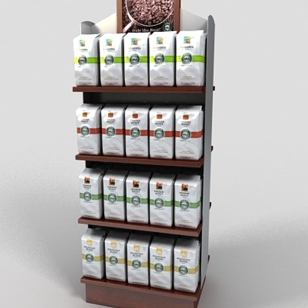3d coffee bag display model - coffee bag display by monkeyodoom