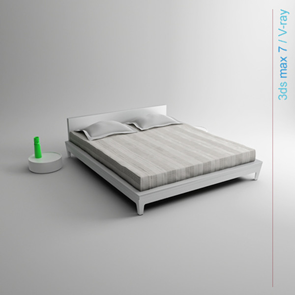 3d architectural model - bed with bedside cabinet by lajhar