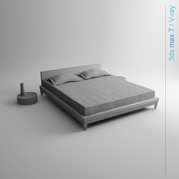3d architectural model - bed with bedside cabinet by lajhar