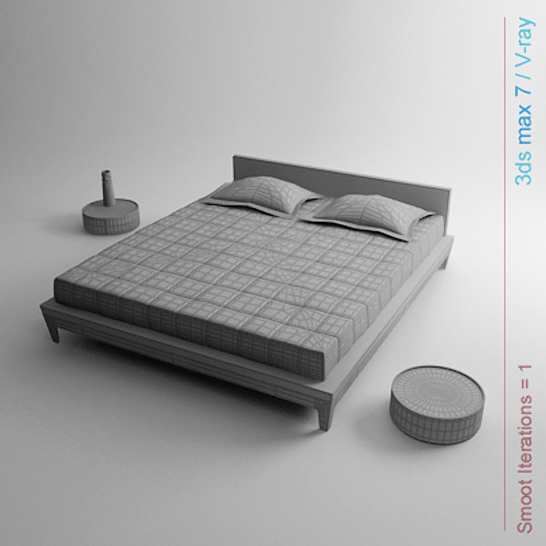 3d architectural model - bed with bedside cabinet by lajhar