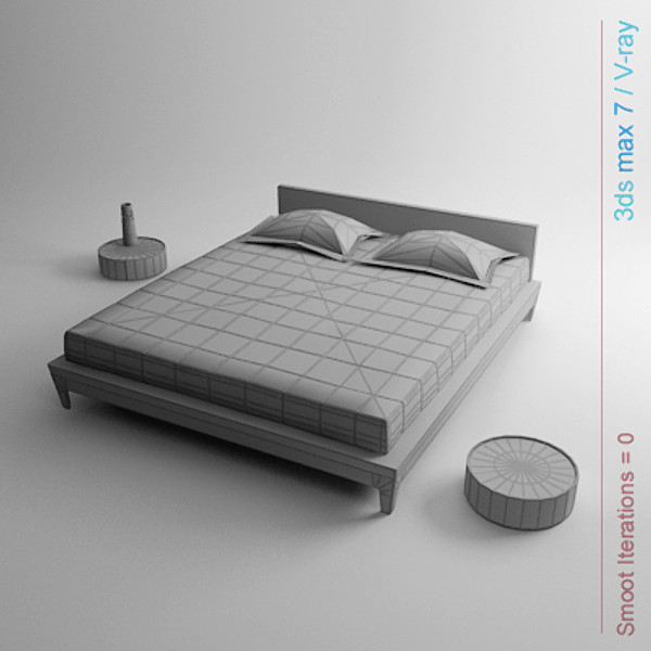 3d architectural model - bed with bedside cabinet by lajhar