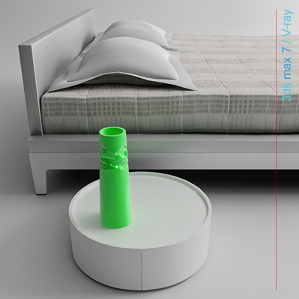 3d architectural model - bed with bedside cabinet by lajhar