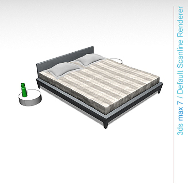 3d architectural model - bed with bedside cabinet by lajhar
