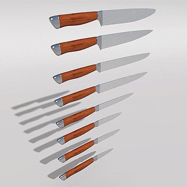 wooden knife block 3d 3ds - Wooden Knife Block by StudioEgan