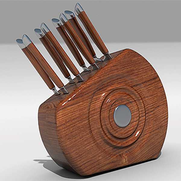 wooden knife block 3d 3ds - Wooden Knife Block by StudioEgan