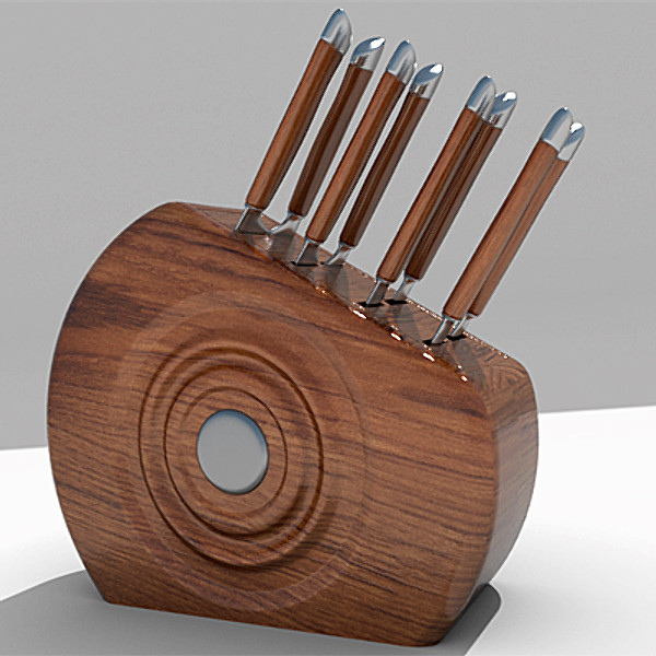 wooden knife block 3d 3ds - Wooden Knife Block by StudioEgan