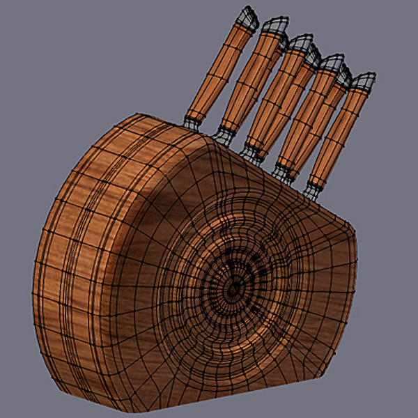 wooden knife block 3d 3ds - Wooden Knife Block by StudioEgan