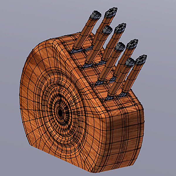 wooden knife block 3d 3ds - Wooden Knife Block by StudioEgan