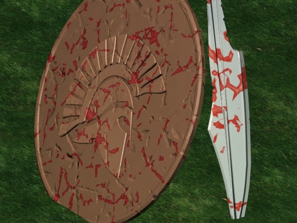 concept shield shiled sword 3d max - Concept spartan shiled and sword by LuciOroles
