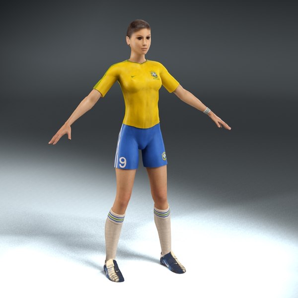 female football player rigged 3d model - Football Rigged Female A... by ES3DStudios