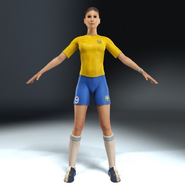 female football player rigged 3d model - Football Rigged Female A... by ES3DStudios
