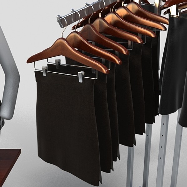 3d model womens skirt rack clothing - skirt rack 2 by monkeyodoom