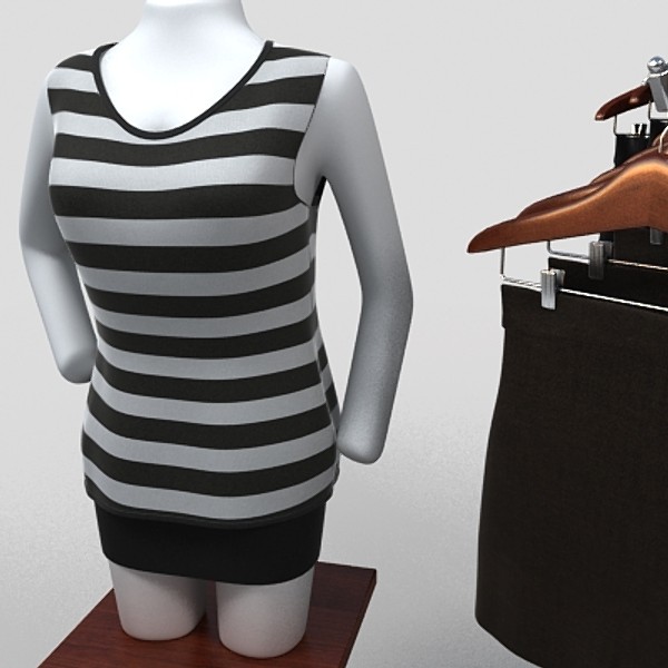 3d model womens skirt rack clothing - skirt rack 2 by monkeyodoom