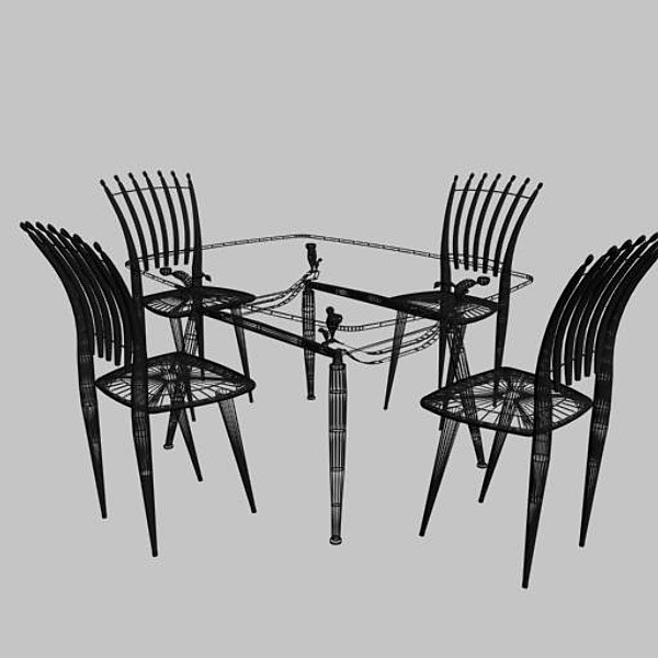3d set dining - Dining Chair & Table 01 by sabah_au