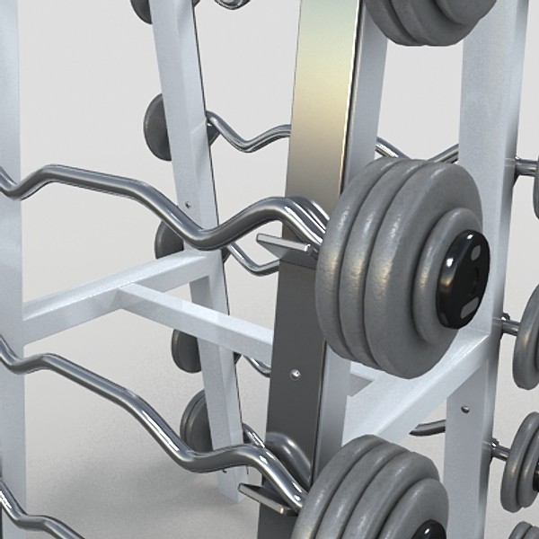 barbells rack 3d max - barbell rack by monkeyodoom