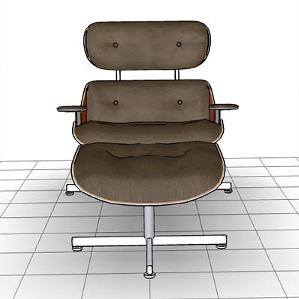 3d eames longe chair ottoman model - Eames Longe Chair and Ottoman by mostlysquare