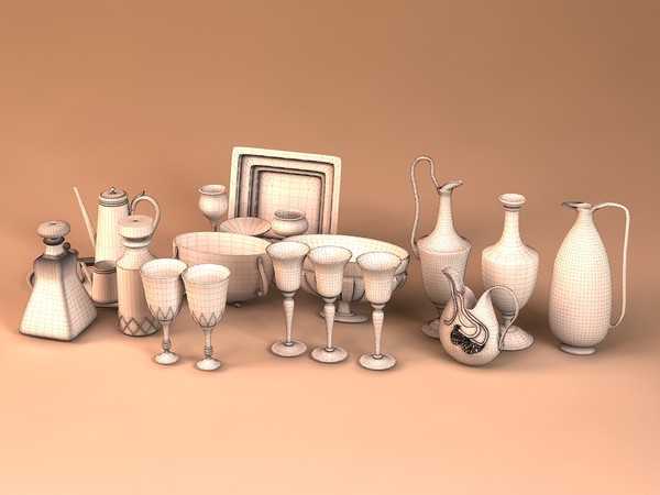 glass silver ware 3d model - posudamax.zip by kupfer