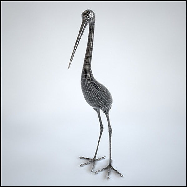 3d model statue heron - Heron by makula