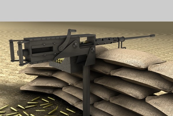 m2 machine gun sandbags 3ds - M2 Machine Gun by MattTrout