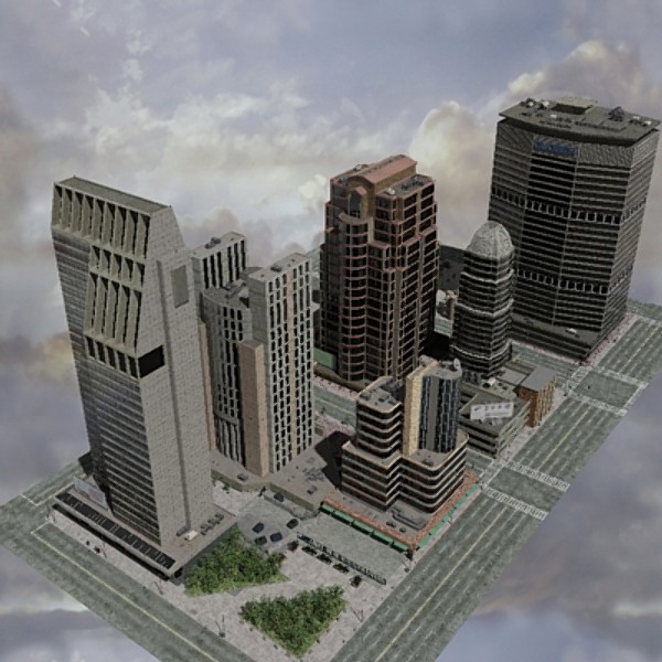 city block skyscrapers max - High Res Skyscraper City Block by dastolidigital