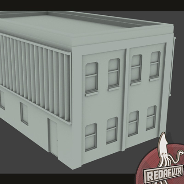 building cityscape rooftop 3d 3ds - Stock Building 01 - Med Poly by Redafvir