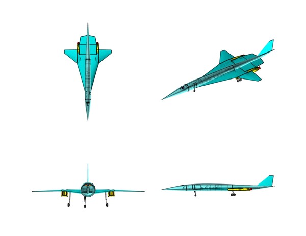 3ds tupolev tu-444 supersonic business jet - Tupolev Tu-444 Supersonic Business Jet Assembly Model by RodgerSaintJohn