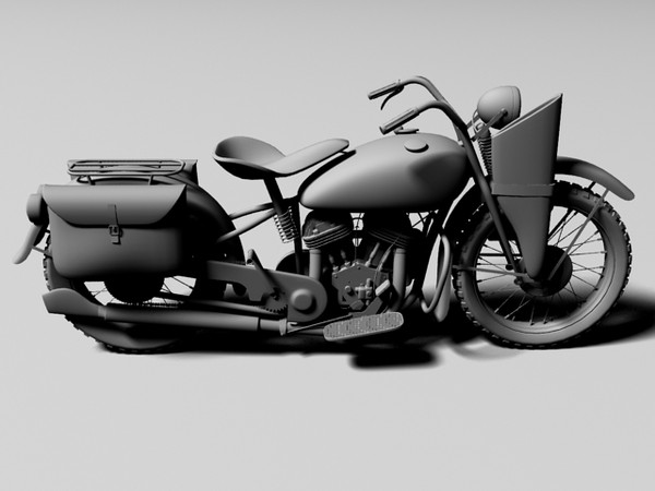 harley-davidson wla 3d obj - Harley-Davidson WLA 1942 WWII by Gonzo_3d