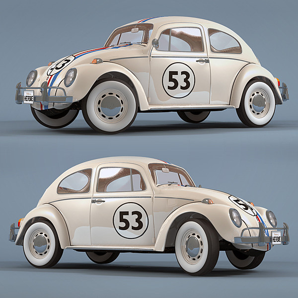 volkswage beetle herbie 3d model - Volkswagen Beetle Herbie by NesAn Studio