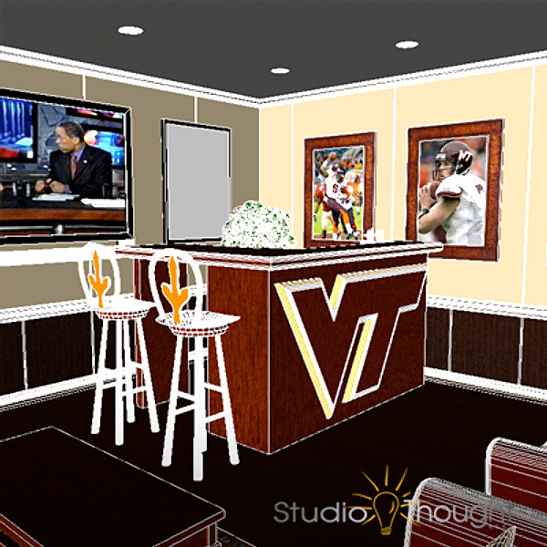 3ds max virginia hokie man cave - Architectural interior - Man Cave (Virginia Tech theme) by StudioThought
