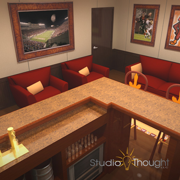3ds max virginia hokie man cave - Architectural interior - Man Cave (Virginia Tech theme) by StudioThought