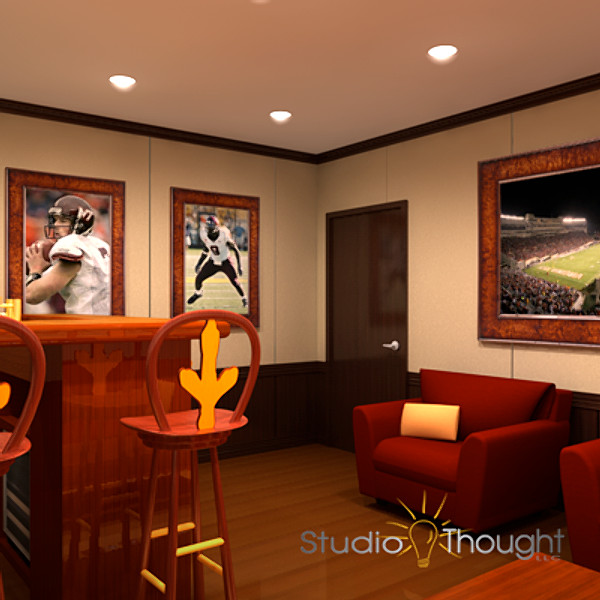 3ds max virginia hokie man cave - Architectural interior - Man Cave (Virginia Tech theme) by StudioThought