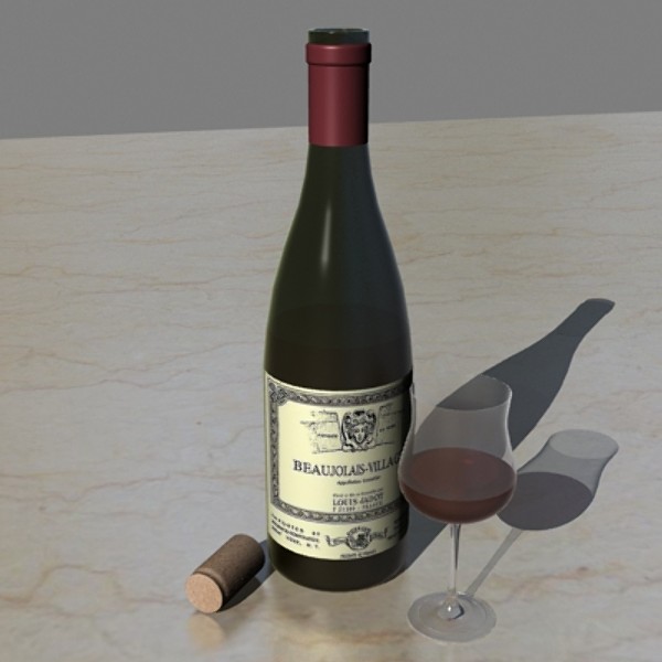 3d wine beaujolais bottle - Wine by mostlysquare