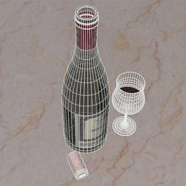 3d wine beaujolais bottle - Wine by mostlysquare