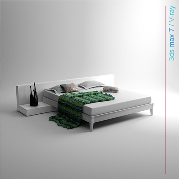 obj architectural - bed with bedside cabinet by lajhar