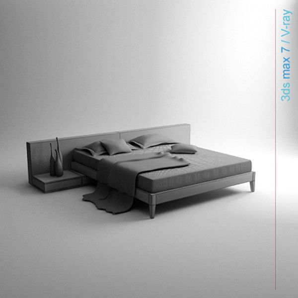 obj architectural - bed with bedside cabinet by lajhar