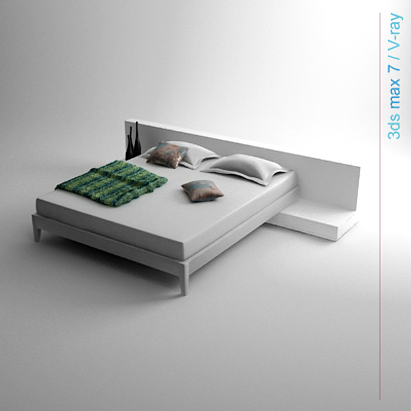 obj architectural - bed with bedside cabinet by lajhar